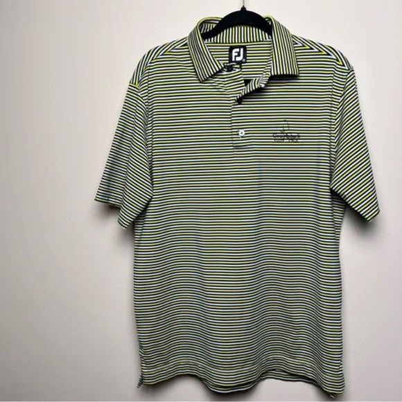 FootJoy Golf Performance Men's Striped Polo Shirt - Black and Yellow - Picture 9 of 10